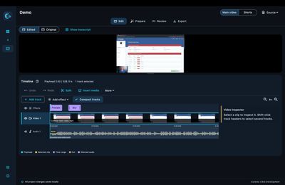 Cutwise's redesigned Edit workspace, with a video preview above the timeline and an Effects track containing Pixelate and Blur regions.